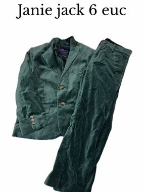 Janie and jack boys size 6 pine green The Velvet Party Blazer and pants suit